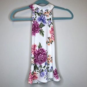 White & Pink Floral Halter Top